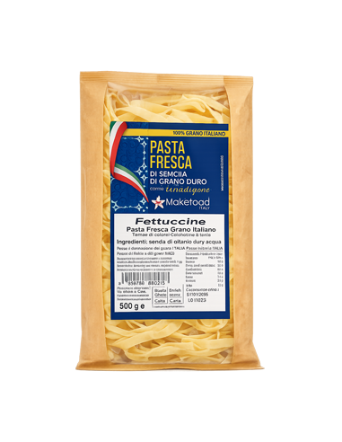 Fettuccine Fresche di Semola di Grano Duro 100% Italiano – Make Food Italy - 500g