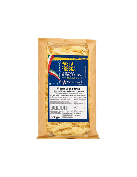 Fettuccine Fresche di Semola di Grano Duro 100% Italiano – Make Food Italy - 500g