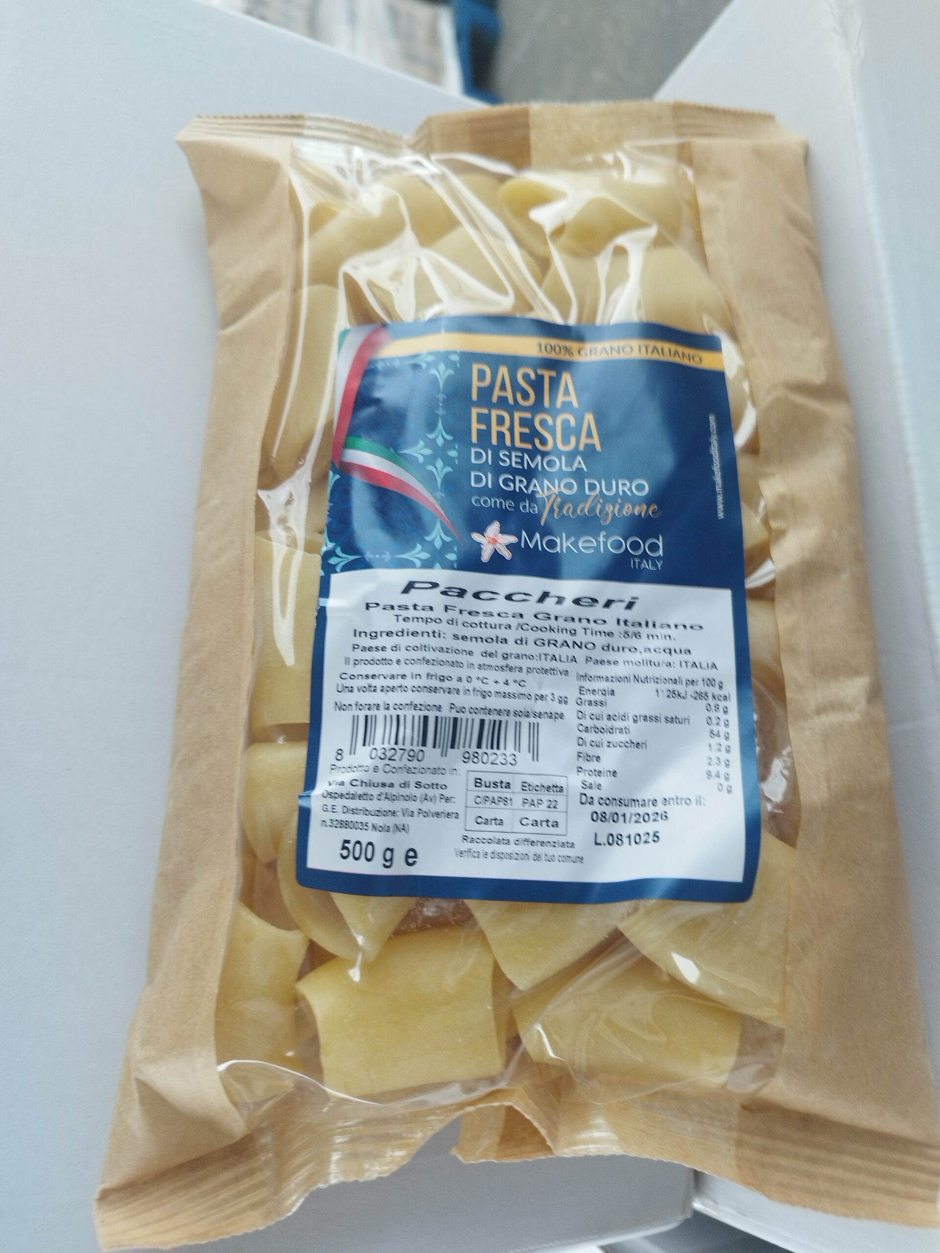 Paccheri freschi italiani – Pasta di semola di grano duro al 100% (500 g) - immagine 2