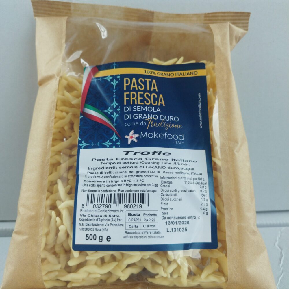 Trofie Fresche di Semola di Grano Duro 100% Italiano – Make Food Italy